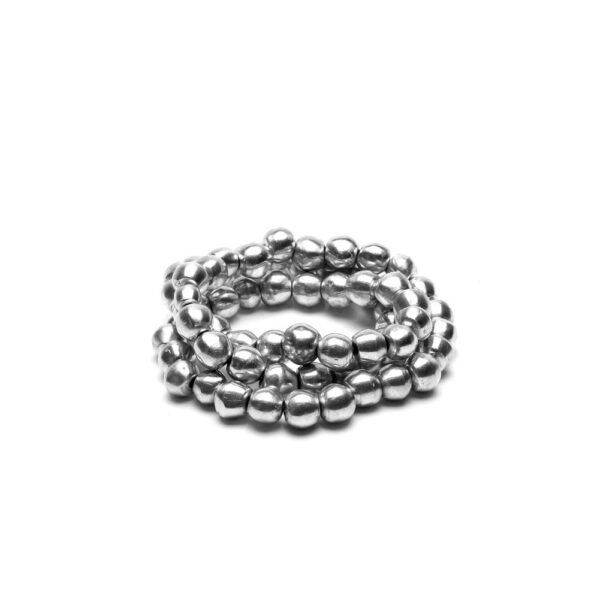 Bracciale Sfere 3 giri elastico in alluminio riciclato 100%, Anallergico e inossidabile. Pois Nero Ladispoli