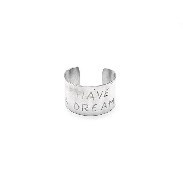 Bracciale fascia larga con scritta I HAVE A DREAM, in alluminio riciclato