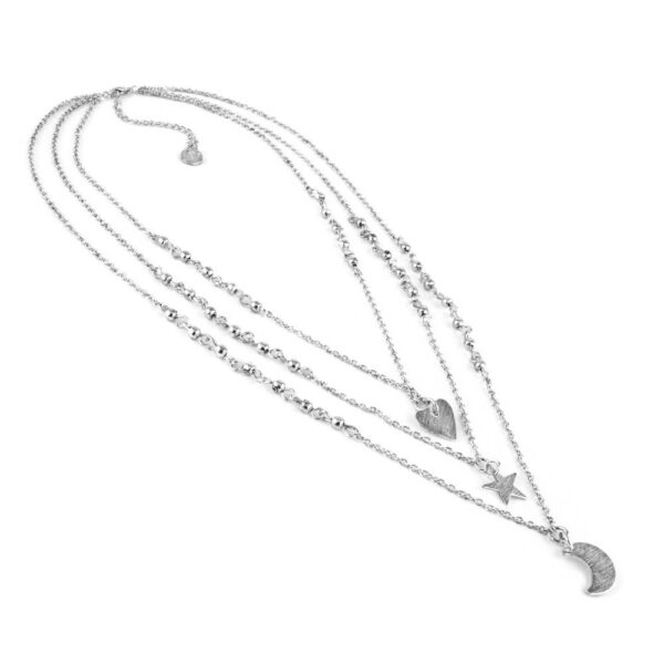 Collana tre catene con ciondoli: cuore, stella, luna