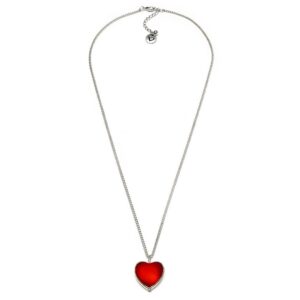 Pendente cuore grande rosso, placcato argento, nichel tested.