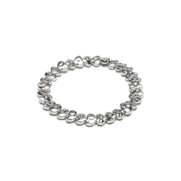 Bracciale elastico cuori battuti. Placcato in argento. Nickel tested. Lavorazione artigianale.