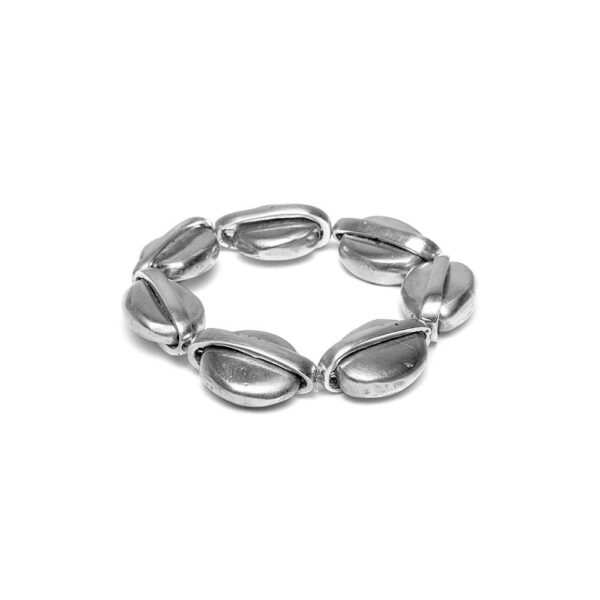 Bracciale elastico ciottoli. Realizzato a mano in alluminio 100% riciclato. Nickel tested. Lavorazione artigianale.