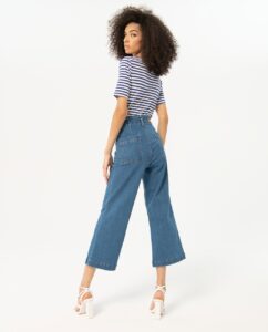 Pantaloni larghi in denim Azzurro