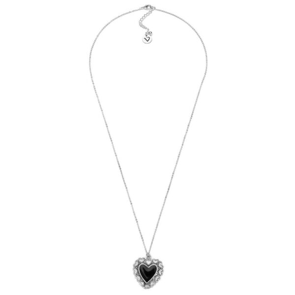 Collana con ciondolo a forma di cuore nero merletto