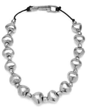 Collana filo cuori. Modello regolabile. Realizzato a mano in alluminio 100% riciclato. Nickel tested.